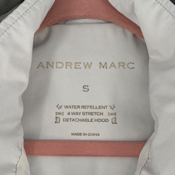ANDREW MARC Light Gray Hooded Full Zip Zippered Pockets Modern Jacket Small - Picture 4 of 8